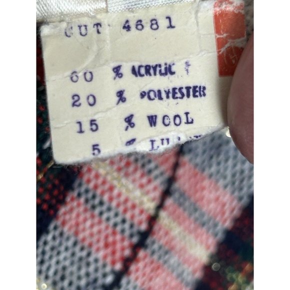 Vintage Skirt Plaid Red Green White Gold Metallic Ample Togs Medium Maxi Holiday - Picture 8 of 8